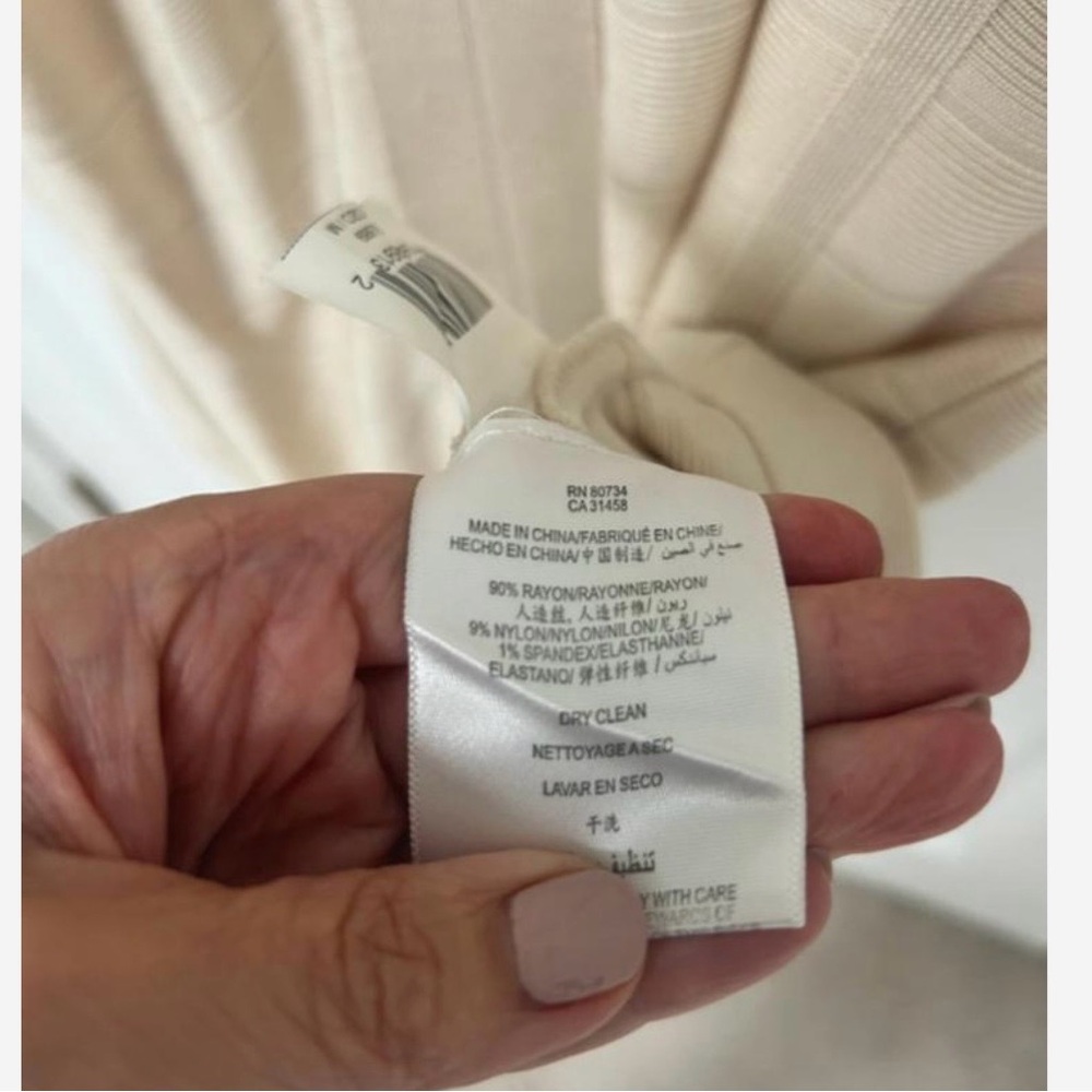 Hervé Léger Cream Bandage Dress Bodycon Sleeveless Mini M - Picture 10 of 13